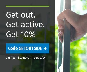 Get out. Get active. Get 10% off. Use Code GETOUTSIDE.